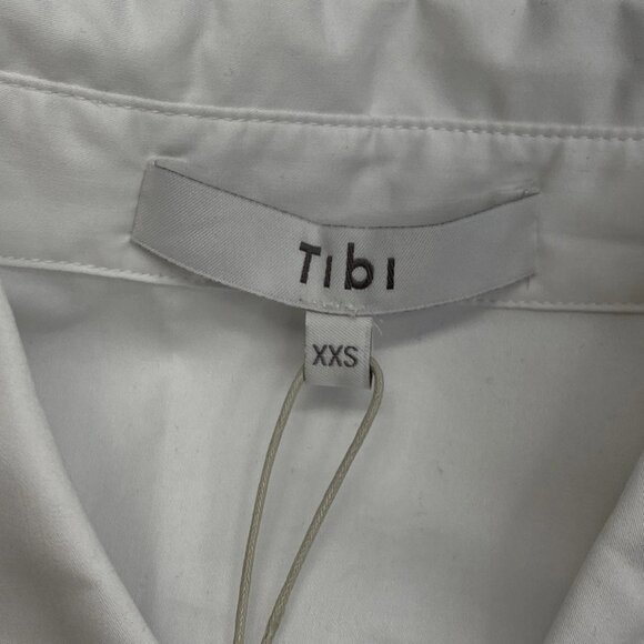 NEW TIBI Women's Shirt White Size XXS Eco Poplin Cropped Long Sleeve Button Down - Picture 7 of 12